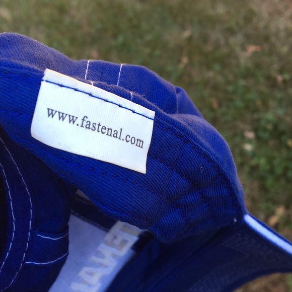 Blue Fastenal promotional hat full 6 panel with adjustable Velcro back strap - Picture 11 of 12